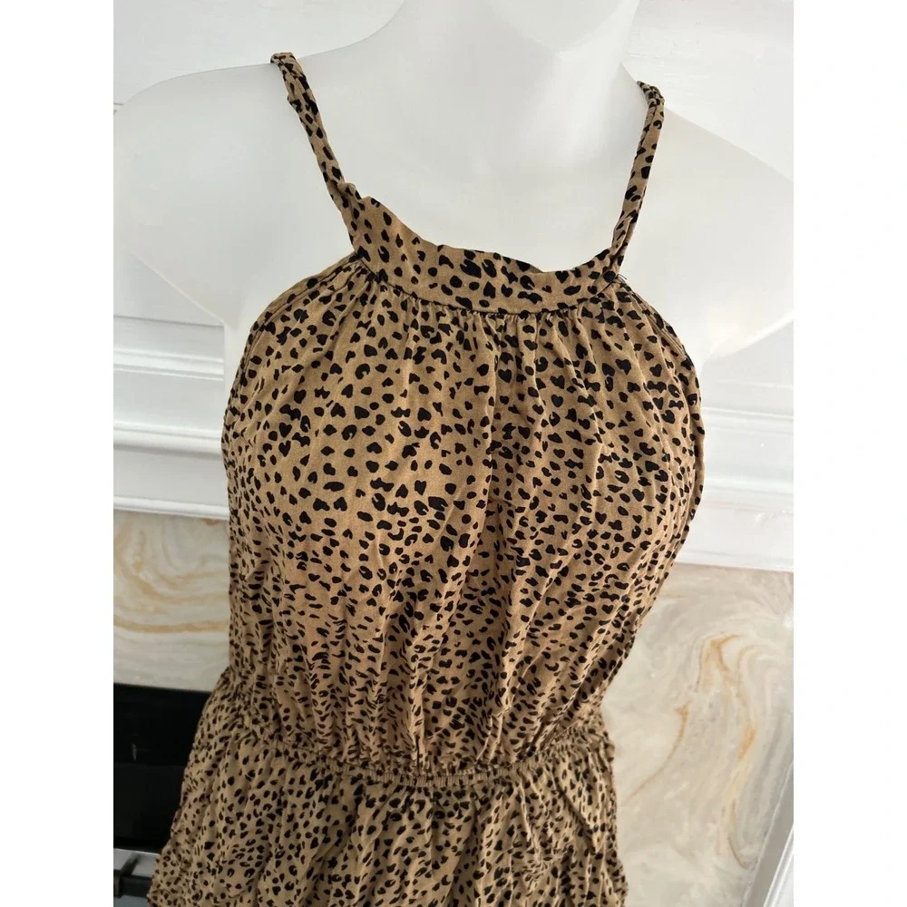 Ace Fashion Halter Maxi Dress Tiered Ruffle Animal Print Sleeveless large - Picture 3 of 8